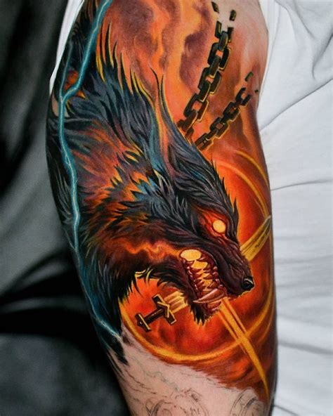 fenrir tattoo|Fenrir Tattoo: Meaning, Ideas And Symbolism